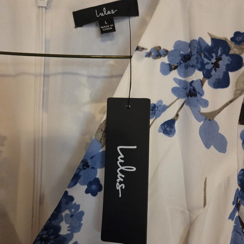 NWT Lulus French Countryside White Floral Print High-Low Dress.  - Picture 9 of 9